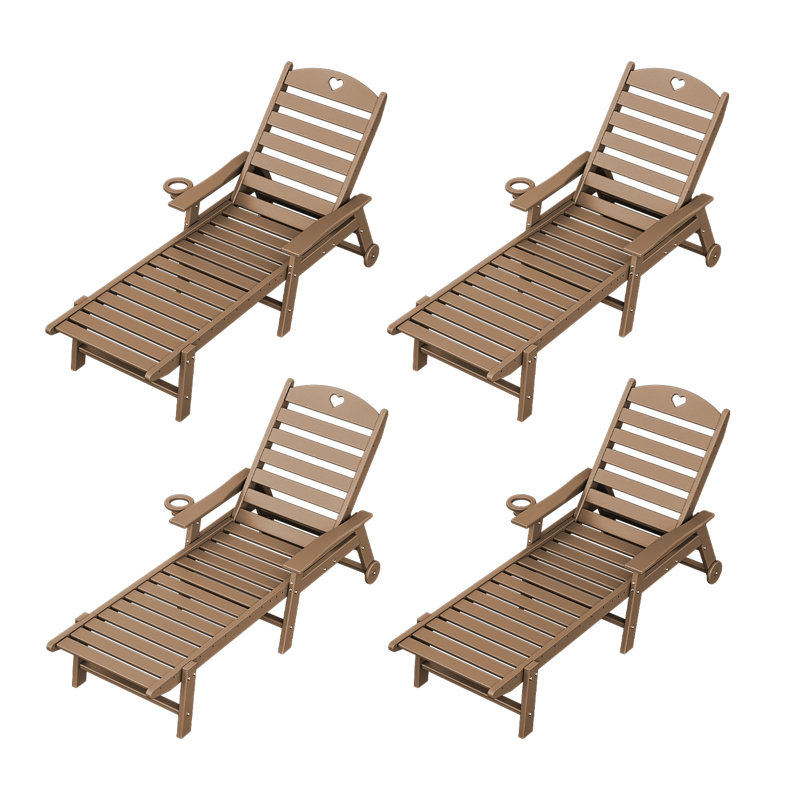 HDPE Patio Lounge chair(4Piece), Teak