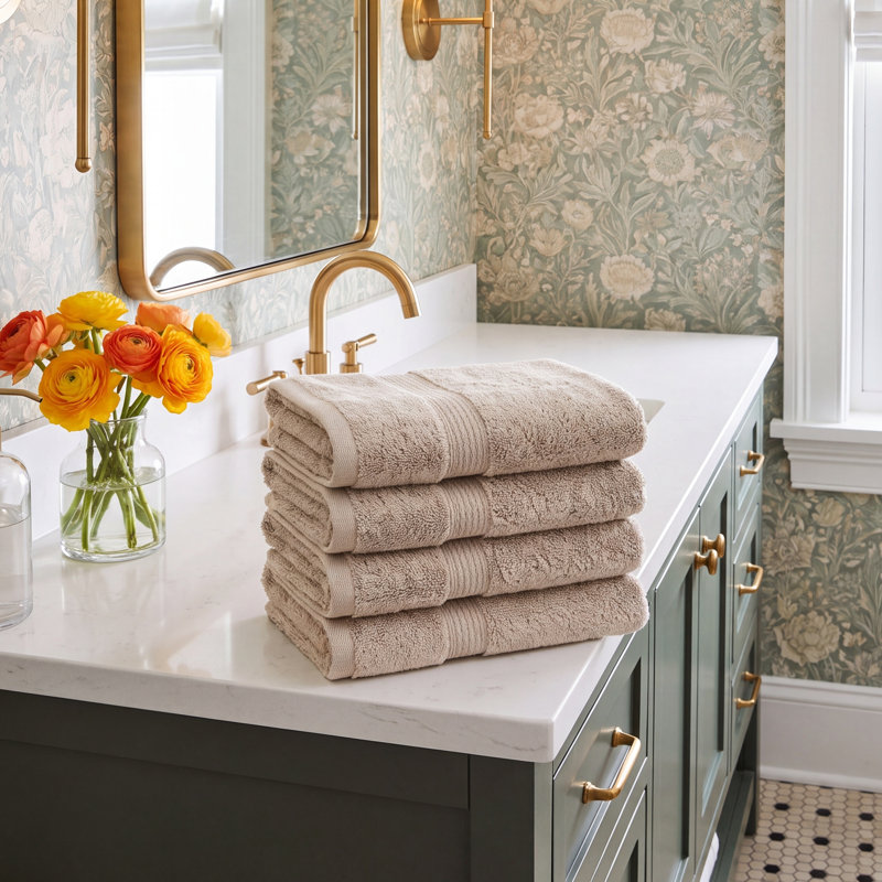 Renata Certified Egyptian Cotton 800 GSM PlushHighly Absorbent Luxury Hand Towels, Stone