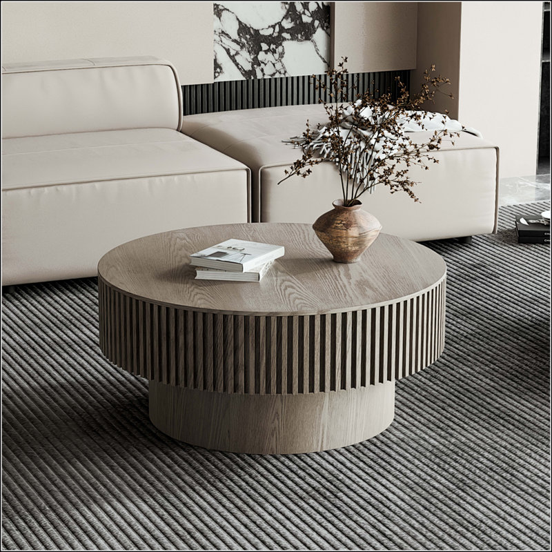 Table basse ronde avec rangement caché, Gris