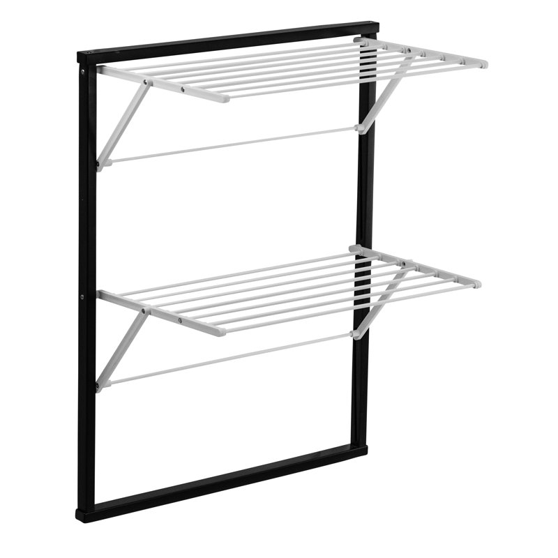 Bowles Beech Wood Foldable Retractable Clothesline, Black