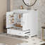 Meuble-lavabo de 30 po avec lavabo en céramique, meuble-lavabo à cadre en bois massif avec tablette réglable, tiroir avec cloison, pieds en bois massif