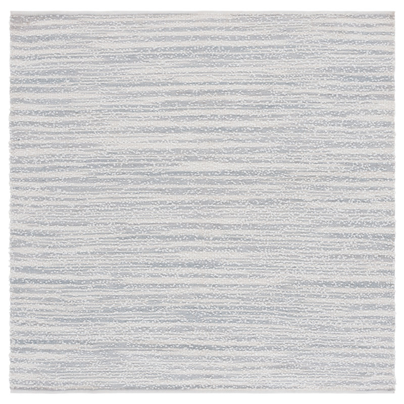 Mihos Renewal Hand Woven Pet/Cotton Rug in Light Blue/Ivory, Square 6'