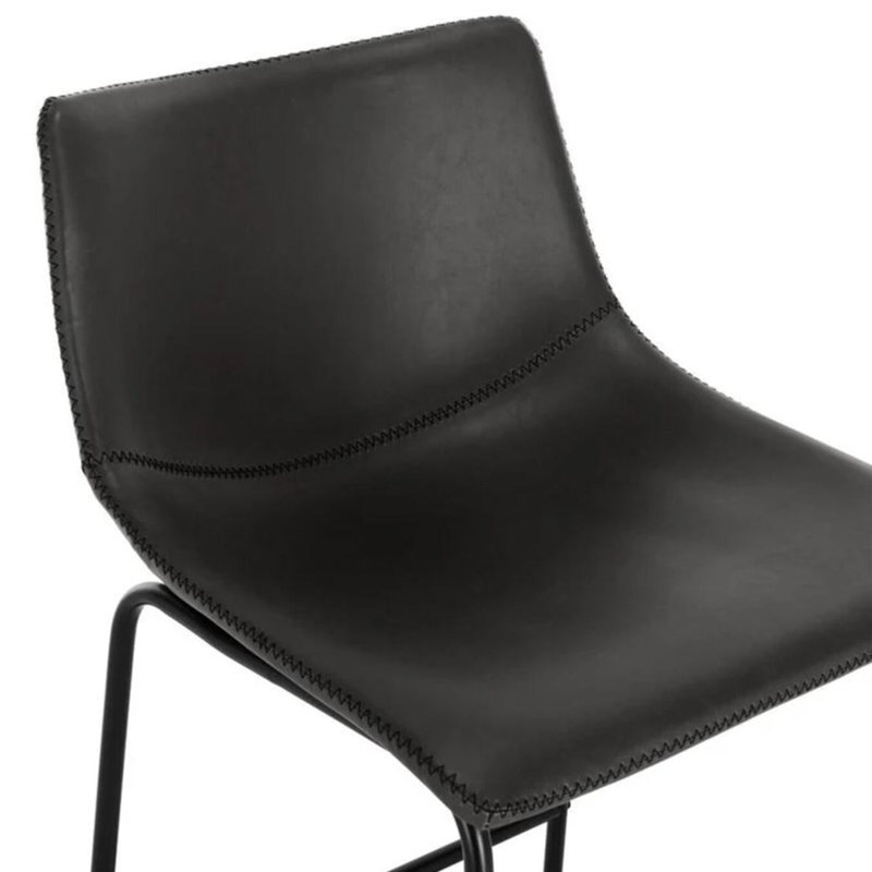 Tabouret en faux cuir Tenaris, Tabouret de bar (siège d'une hauteur de 29 po), Noir