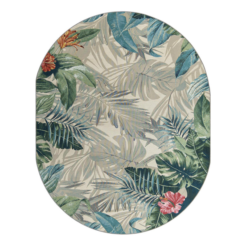 Anniston Multi_Unique Loom Kula Outdoor Modern Rug, Oval 7'1" x 10'