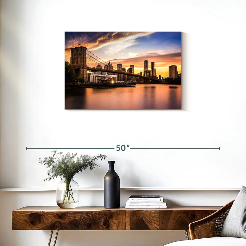 Lilie Brooklyn Bridge Sunset, H 20 po x l 30 po