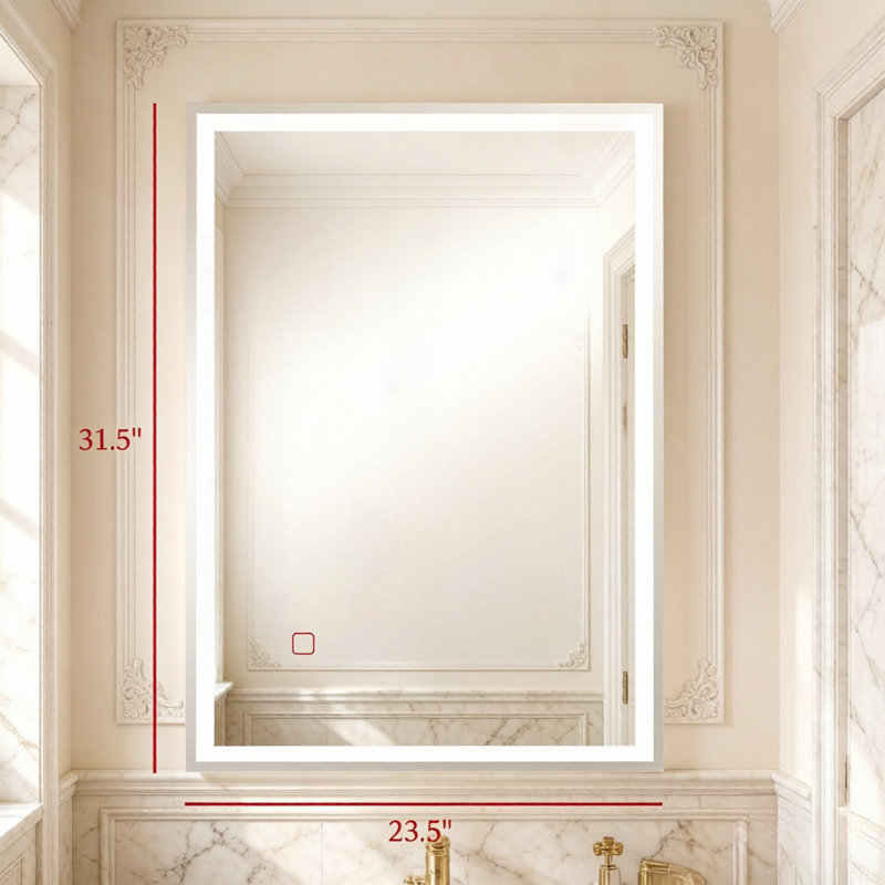 Miroir de salle de bain mural à DEL avec commandes tactiles
