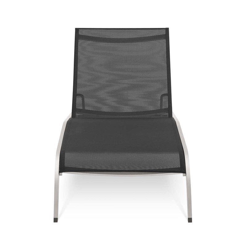 Savannah Outdoor Patio Mesh Chaise Outdoor Patio Lounge Chair, Black