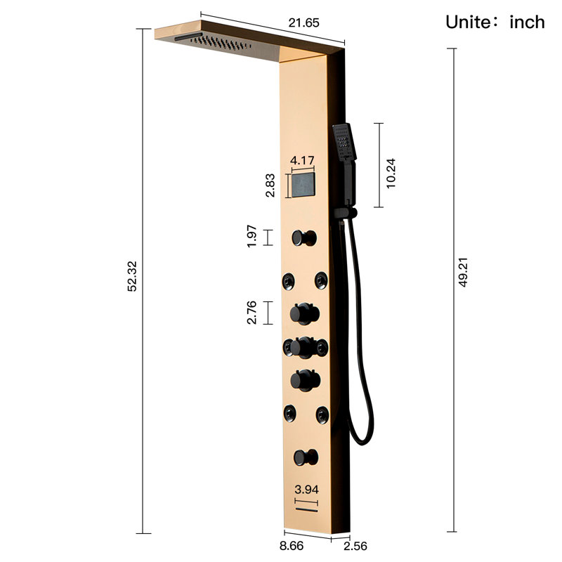 57,99 Panneau de douche avec, Noir / or