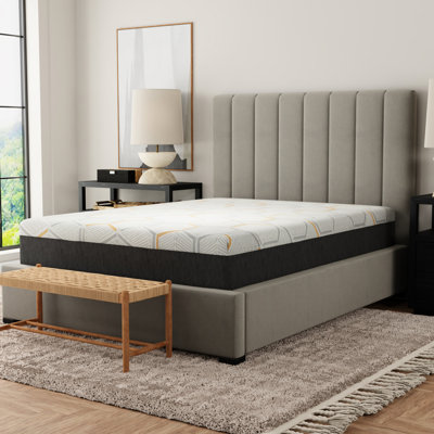 Matelas en mousse à mémoire de forme de 12 po avec gel de cuivre - base de tête de lit d'air très grand divisé pour un soutien confortable et sain
