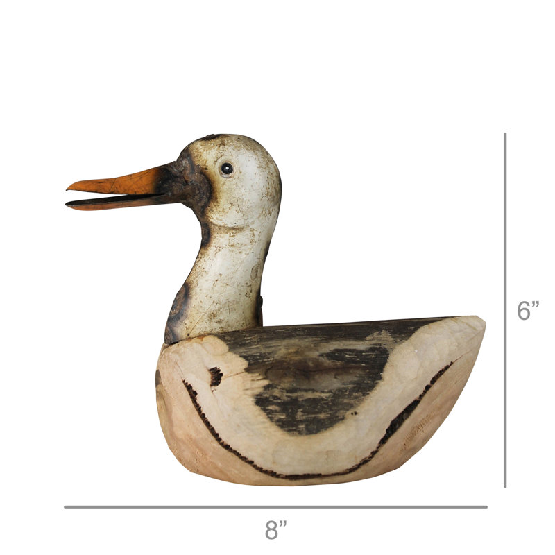Arjuna Animals Wood And Metal Duck Sculpture