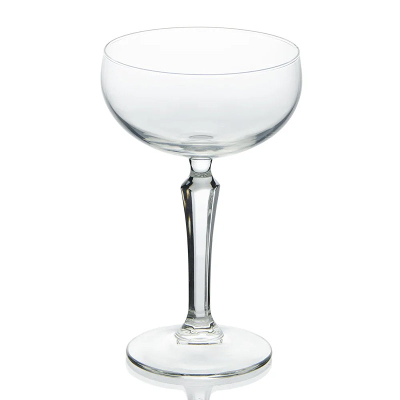 Vintage Diamond-Cut Coupe Cocktail Glass Set, Clear Glass, 8.6 oz, Set of 4