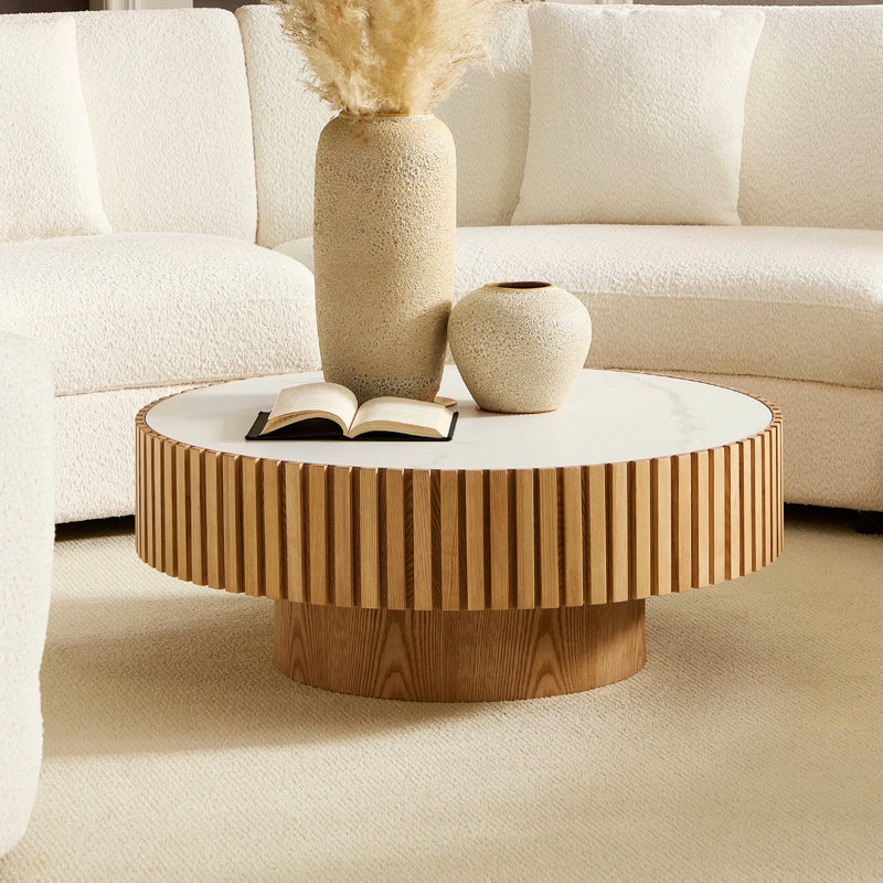 Table basse cylindrique de luxe moderne 35,43 po Nesting