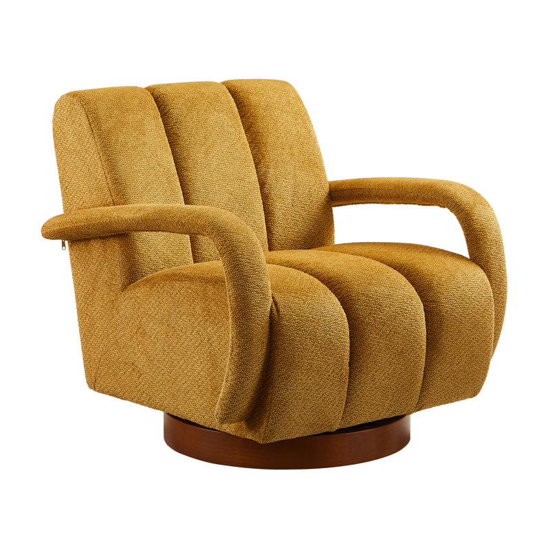 Swivel Upholstered Accent Armchair, Yellow