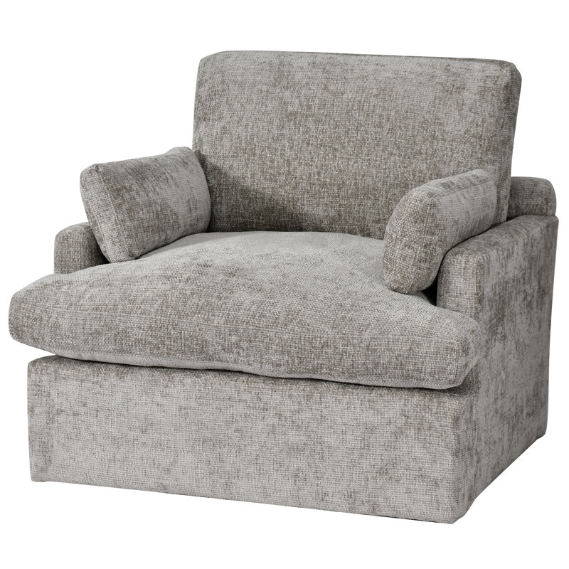 Jaquez - Fauteuil avec accoudoirs et coussins de style transitionnel en chenille de 41,5 po de largeur, Gris chenille