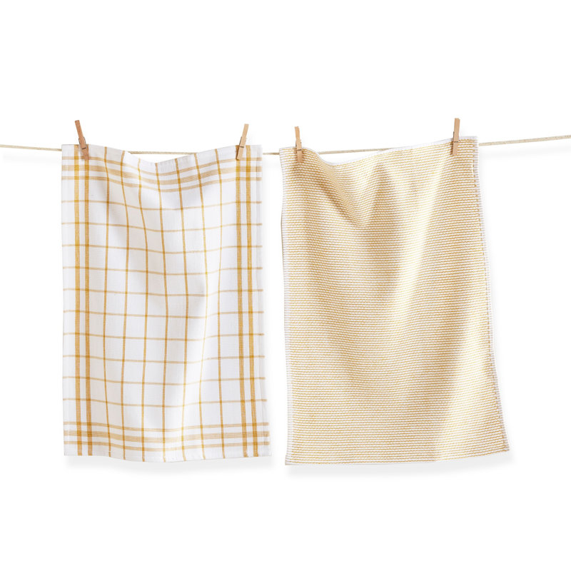 Cotton Plaid Waffle Tea Towel Kitchen Towel, Orange