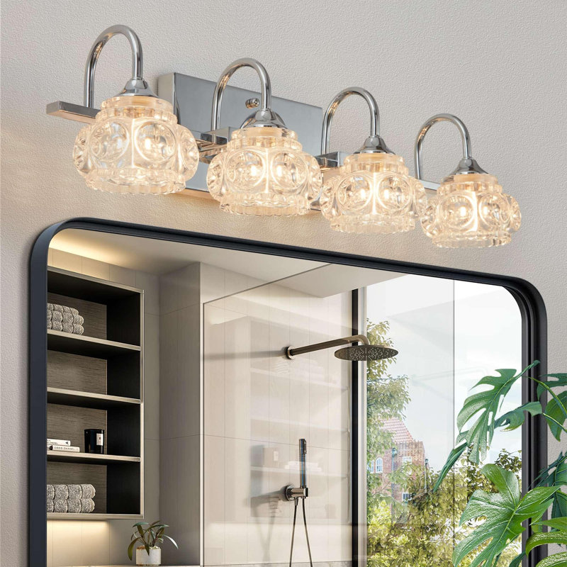 Miroir de salle de bain classique rétro, H 6 po x l 17 po x P 7 po, Nickel brossé, Trois lumières