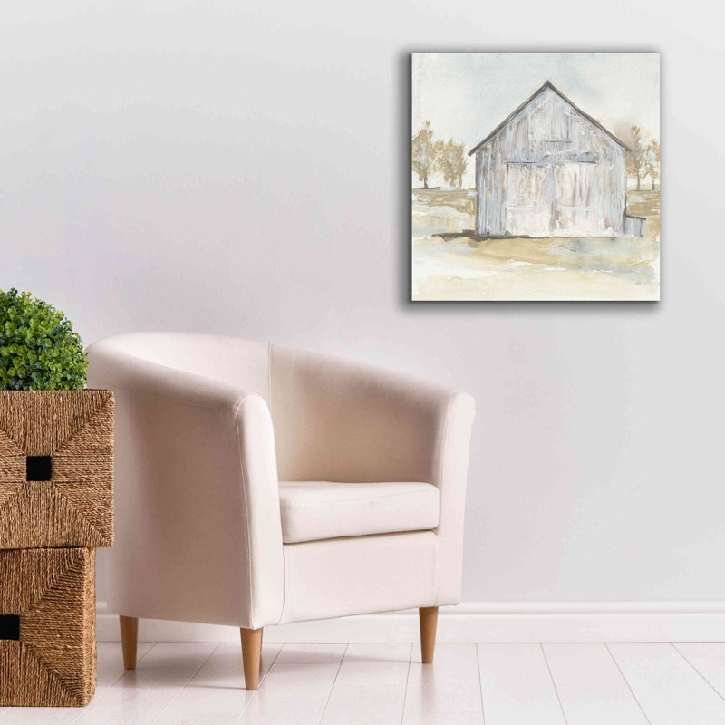 «Emeli White Barn I» par Chris Paschke - reproduction d'art sur toile tendue, L 26 po x H 26 po