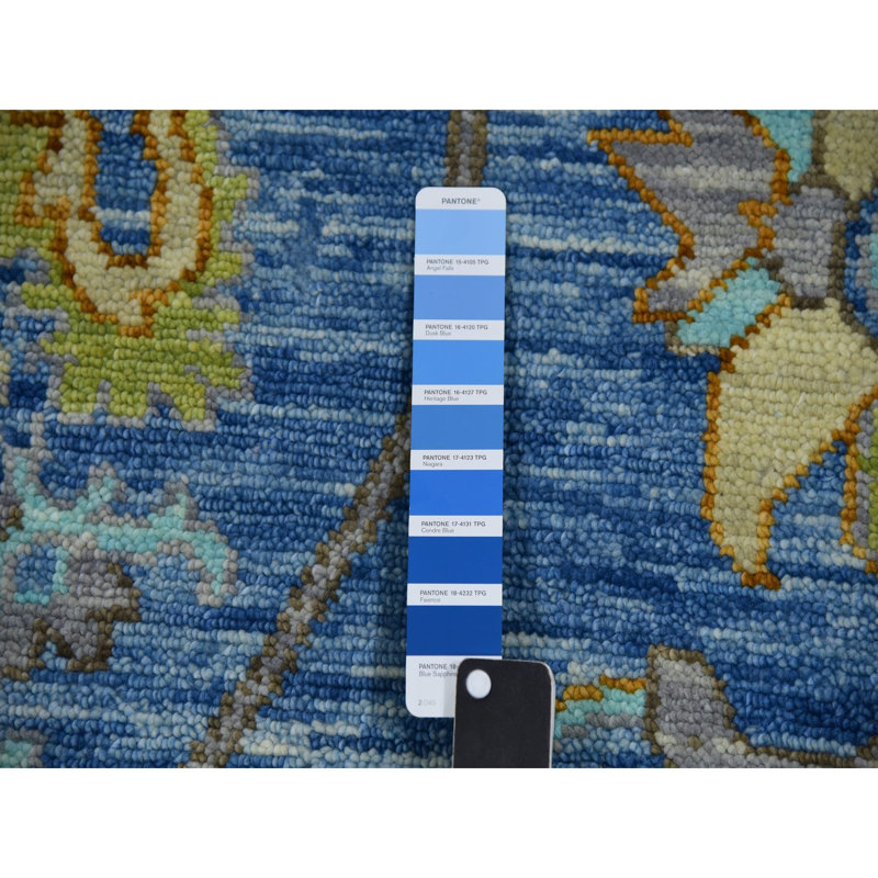 9'2"x12'2" Blue Heris Design Hand Knotted 100% Wool Vegetable Dyes Rug 4484649BEA05468483B1BD37162624CB