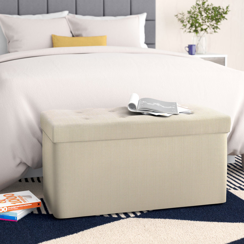 Banc de rangement rembourré Raburn, Beige