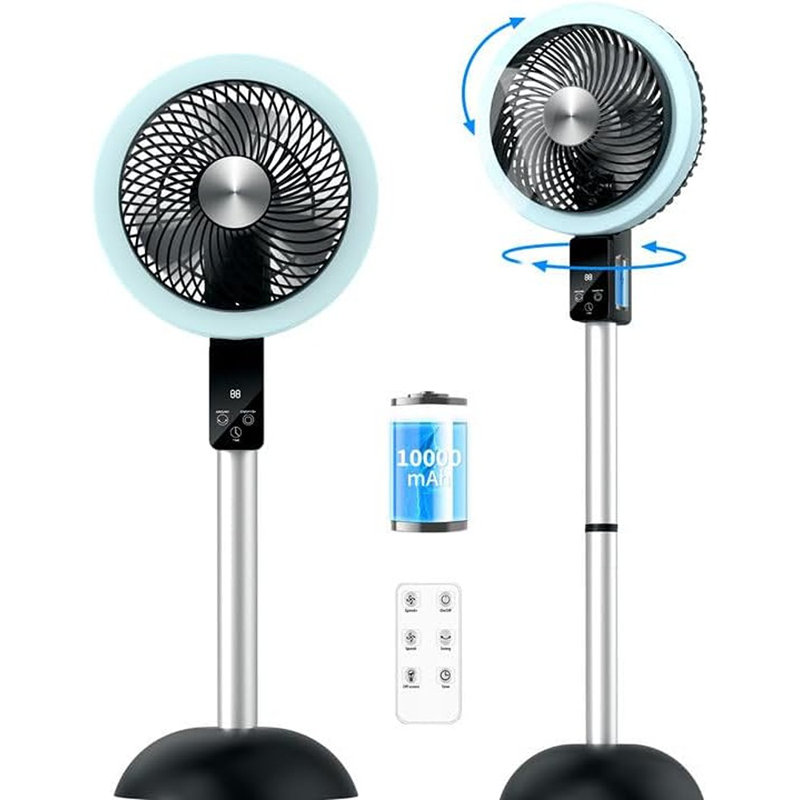 Ventilateur sur pied rechargeable avec télécommande, pile 10 000 ...