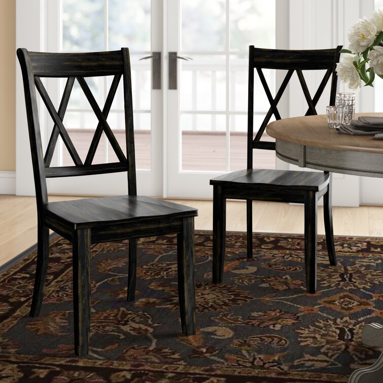 Simple Living Solid Wood Crossback Dining Chairs (Set of 2) Black