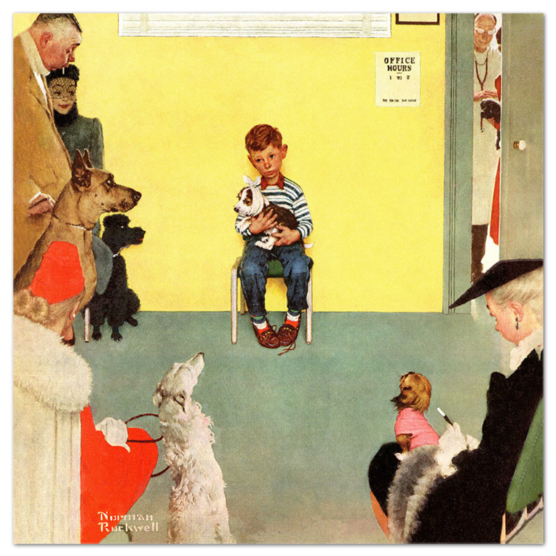 From The Veterinarian by Norman Rockwell - Unframed Painting, 70cm H x 70cm W