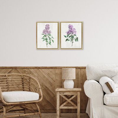 Ensemble de 2 cadres flottants Herbace Lilac Blooms, design par Kim Allen
