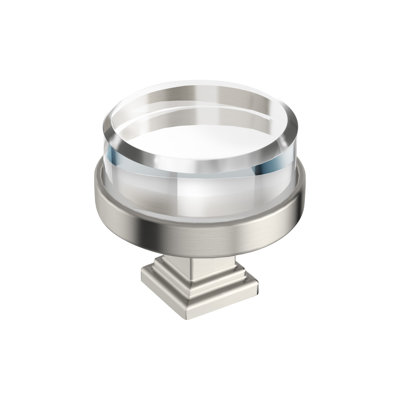 Glacio 1-1/2 inch (38mm) Diameter Clear/Satin Nickel Cabinet Knob