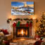 Paysage de Noël enneigé avec volcan et décorations de Noël, ensemble de 3 impressions sur toile-2119036843
