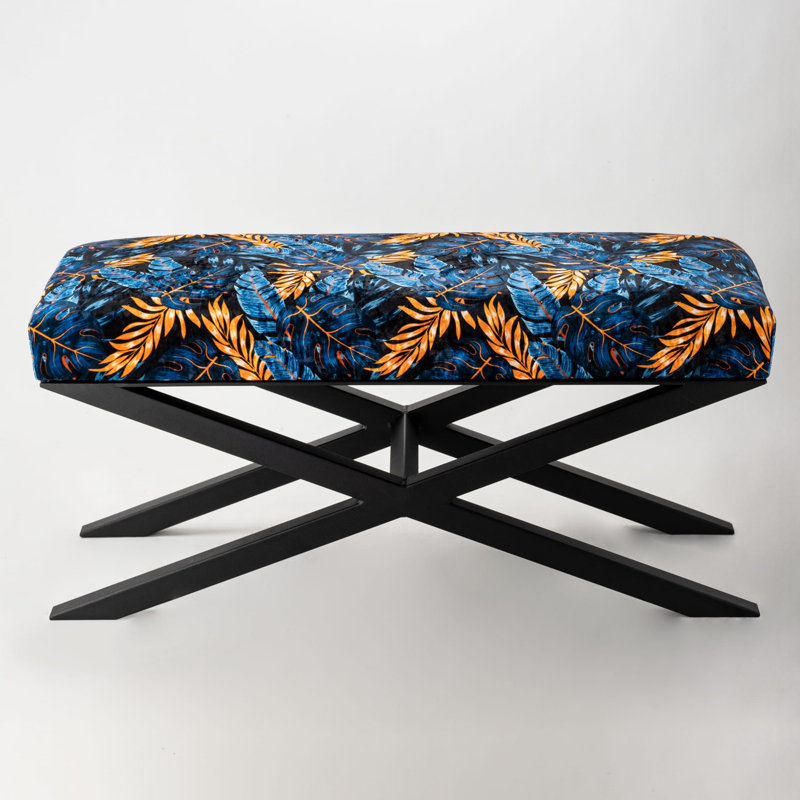 Arietta Velvet Upholstered Bench, H45 x W120 x D35cm