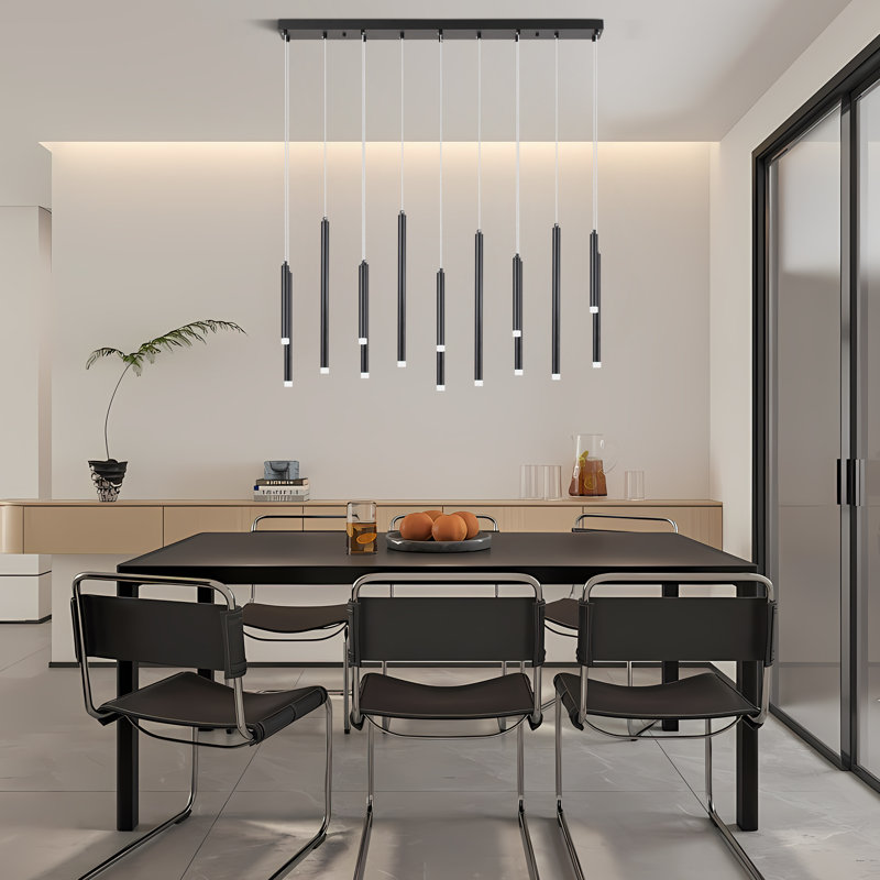 Genia 14 - Light A Tube Flute Integrated LED Led Linear 3000K Cascade Chandelier, Matte Black