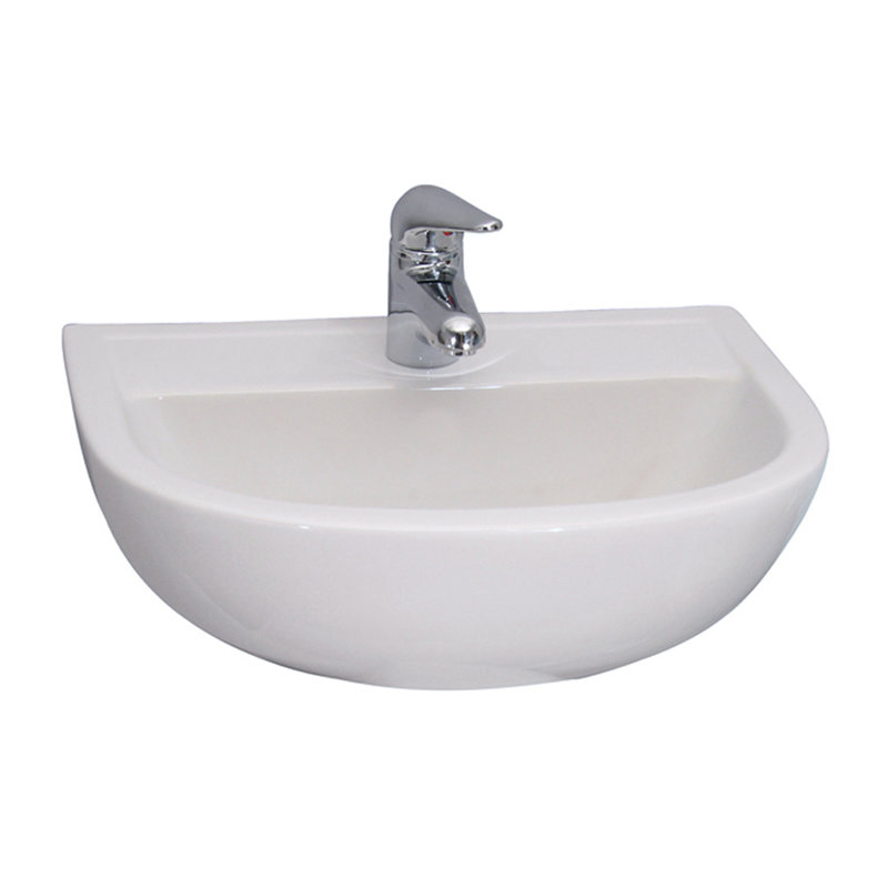 Barclay Compact 500 15'' White Vitreous China U-Shaped Bathroom Sink with Overflow, Single