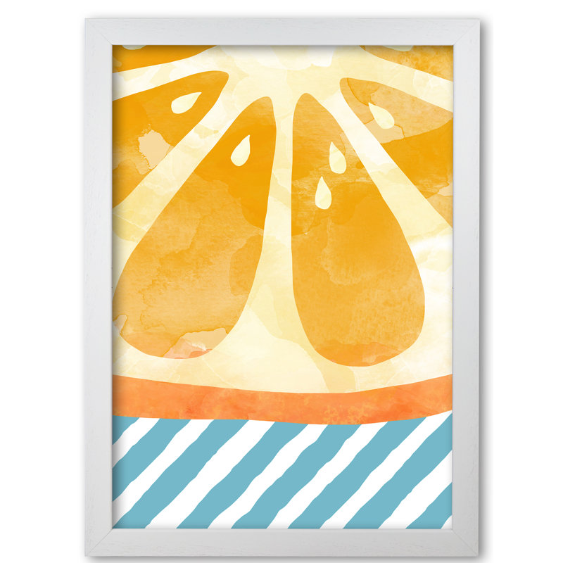 Orange Abstract - Print, White Grain Frame, 85 cm H x 60 cm W x 5 cm D