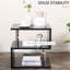 Table de bout noire de 20 po avec rangement, design moderne en forme de S, attrait élégant en acier, support durable