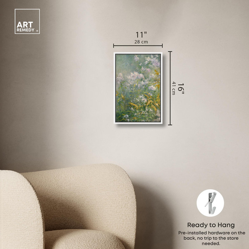 Art mural Vase sur toile Meadow Flowers, Cadre blanc, H 46 po x l 31 po