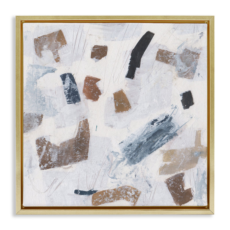 "Dappled Abstract Forms", art mural encadré par Melissa Wang, Cadre flottant métallique doré, H 18 po x l 18 po