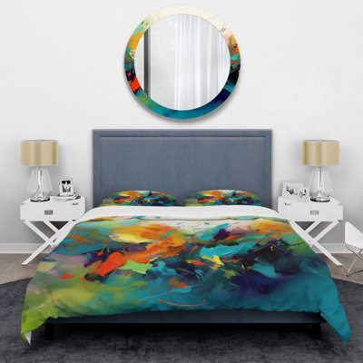 Ensemble de housse de couette en microfibre / polyester Orange Blue