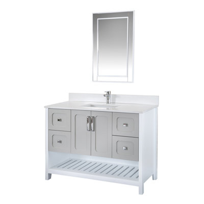 Ensemble de meuble-lavabo simple 47,2 po avec miroir Cesiro