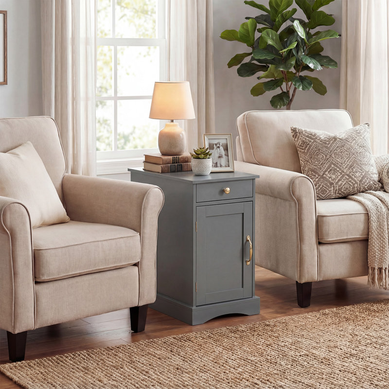 35cm W Manufactured Wood Bedside Table, Grey