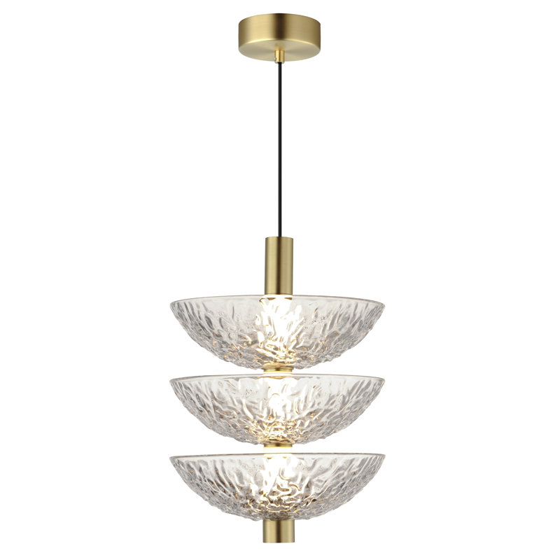 Metropolis - Luminaire suspendu unique en laiton satiné à DEL, H 16,5 po x l 12 po x P 12 po, 3
