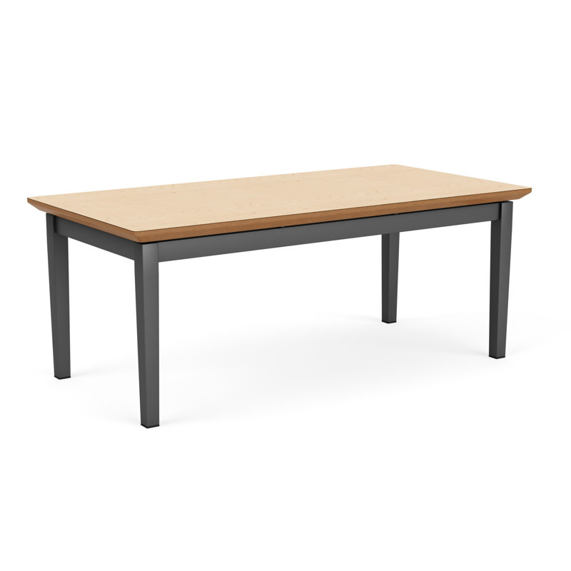 Lenox Steel Waiting Reception Coffee Table Metal Frame 40x20" High Pressure Laminate Top, Natural Maple, Charcoal
