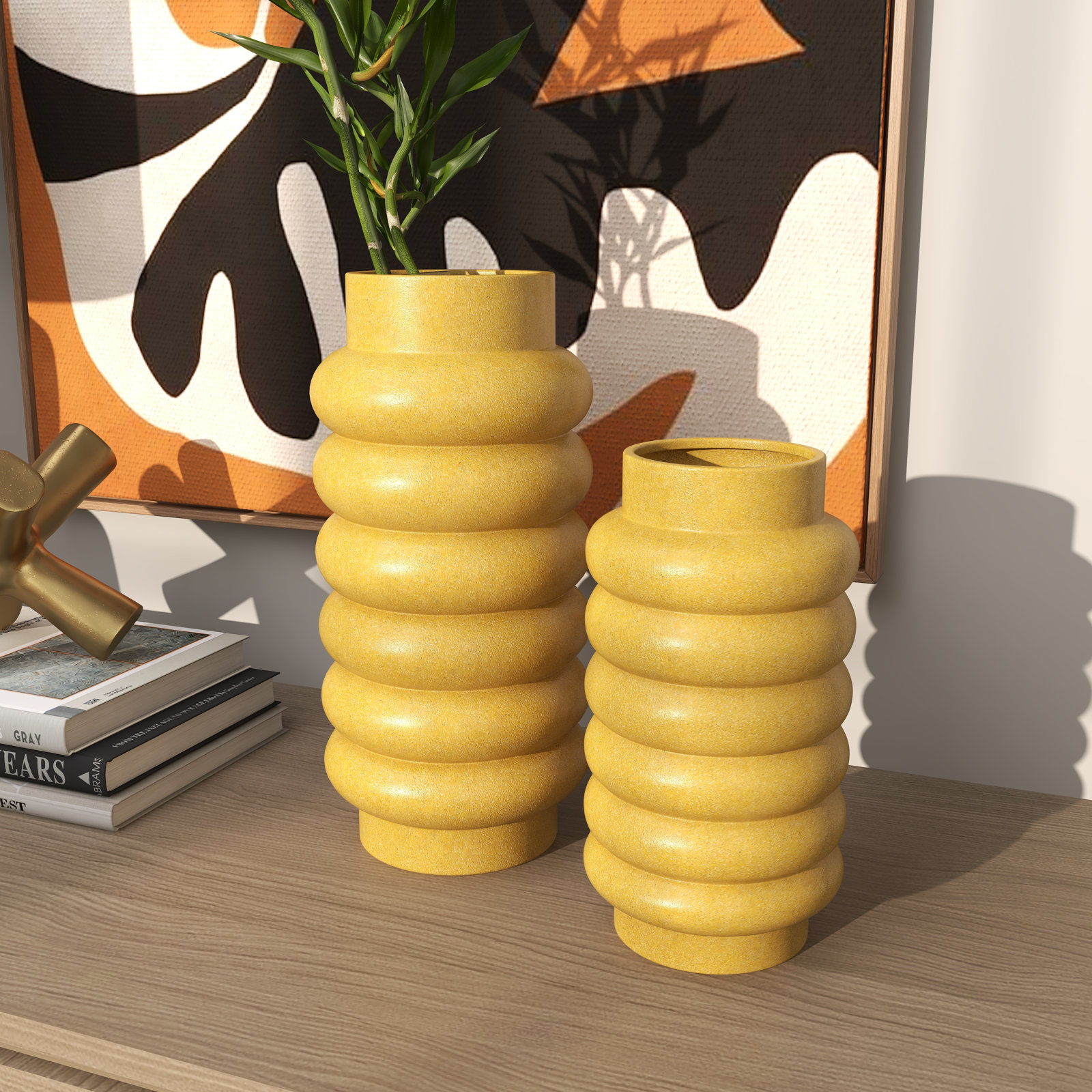Alix Stoneware Table Vase, Yellow