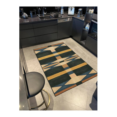 Geometric Colorful Ethnic Patterned Washable Decorative Carpet