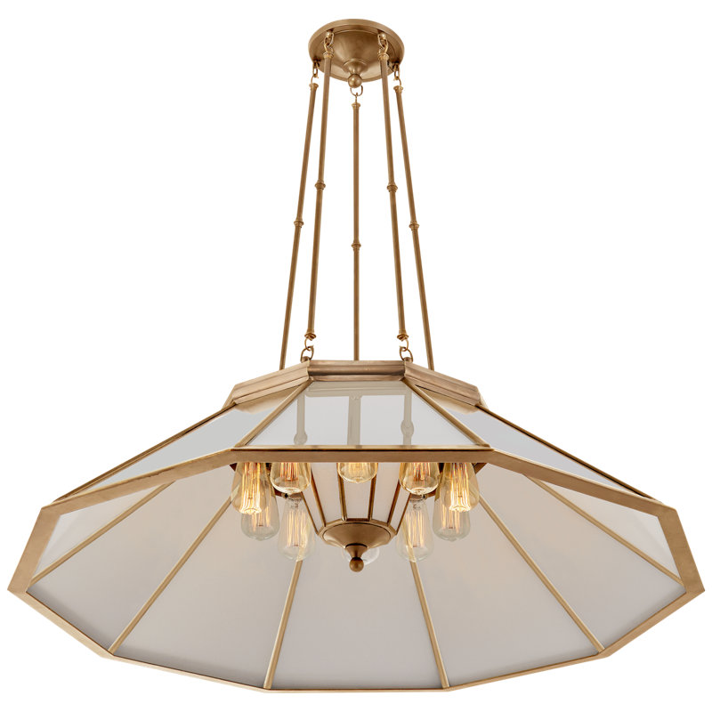 Rivington 10 - Light Chandelier, White Glass, Polished Nickel