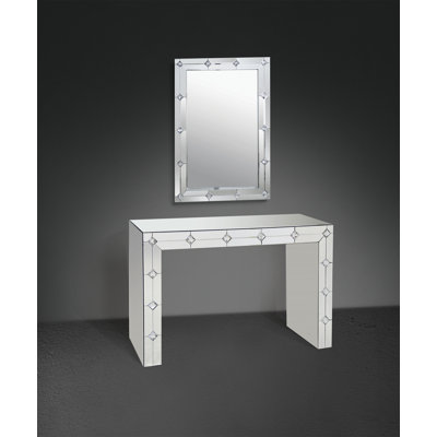 Hessa Mirrored & Faux Rhinestone Console Table (Assembled)