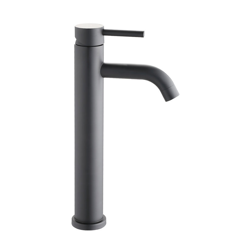 Robinet de salle de bain haut - 1 trou, noir mat, finition trou de fabrication, acier inoxydable, Noir mat