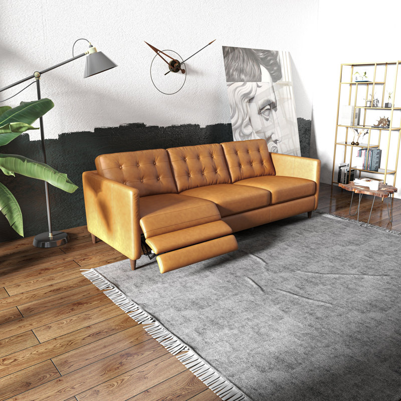 Canapé en cuir véritable inclinable électrique 93 po Anteria