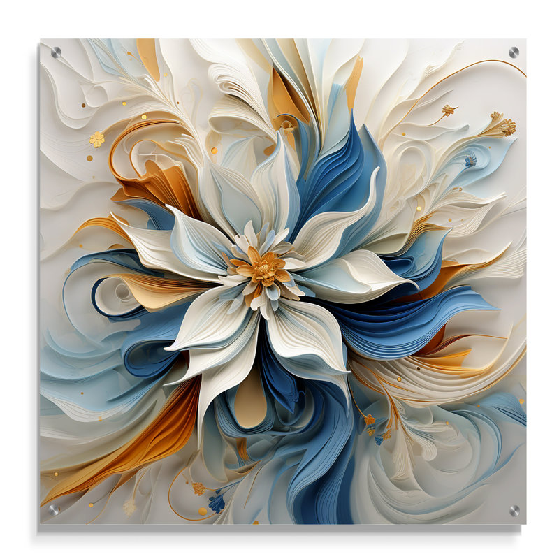 Décoration murale en acrylique Halvorsen - Fleurs, H 16 po x l 16 po