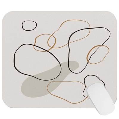 Abstract Ovals Shapes Mid-Century Modern Gaming Cute Office Laptop Desk Pad Gift Mat Square Rectangle Non-Slip Mousepad