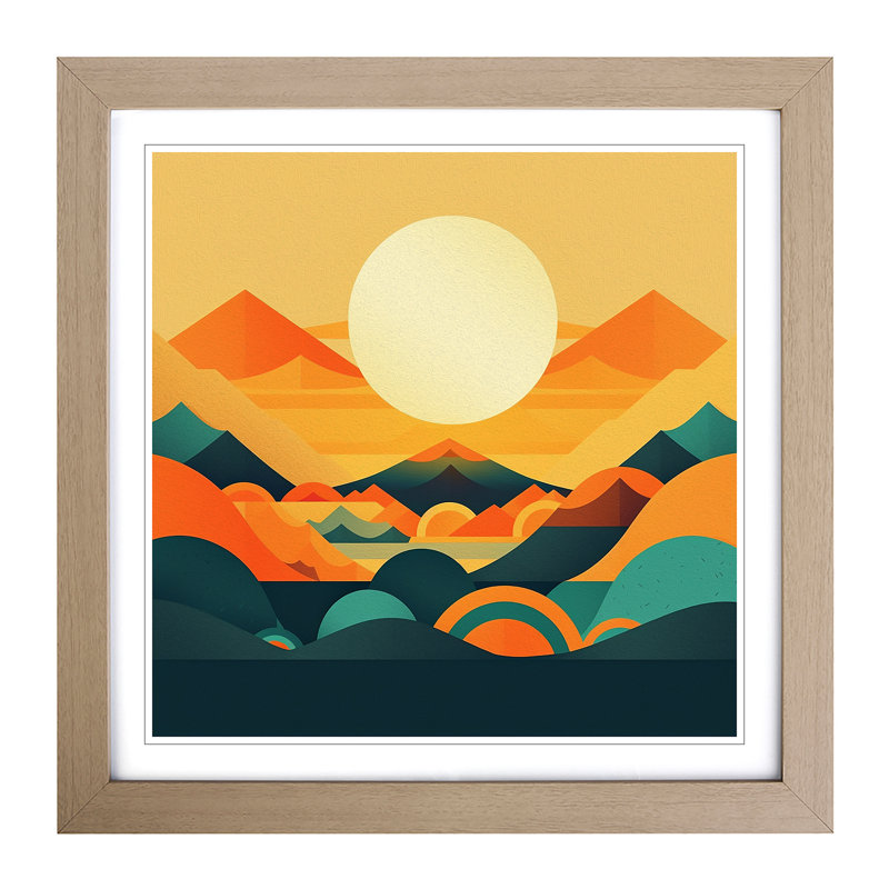 Sunrise Mid-Century - Framed Print, Oak